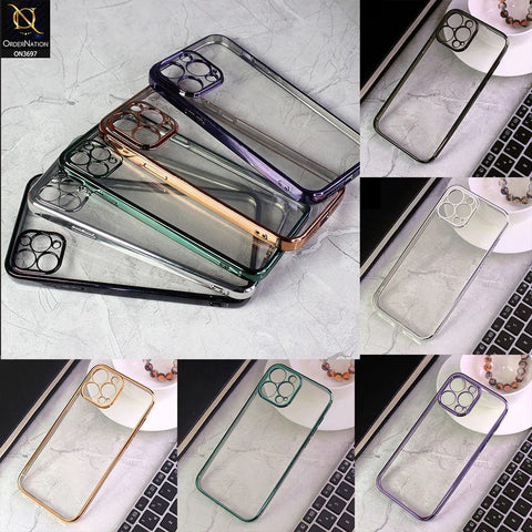 iPhone 12 Cover - Silver - Luxury Look Colour Borders Semi -Transparent Soft Silicone Case With Camera Protection