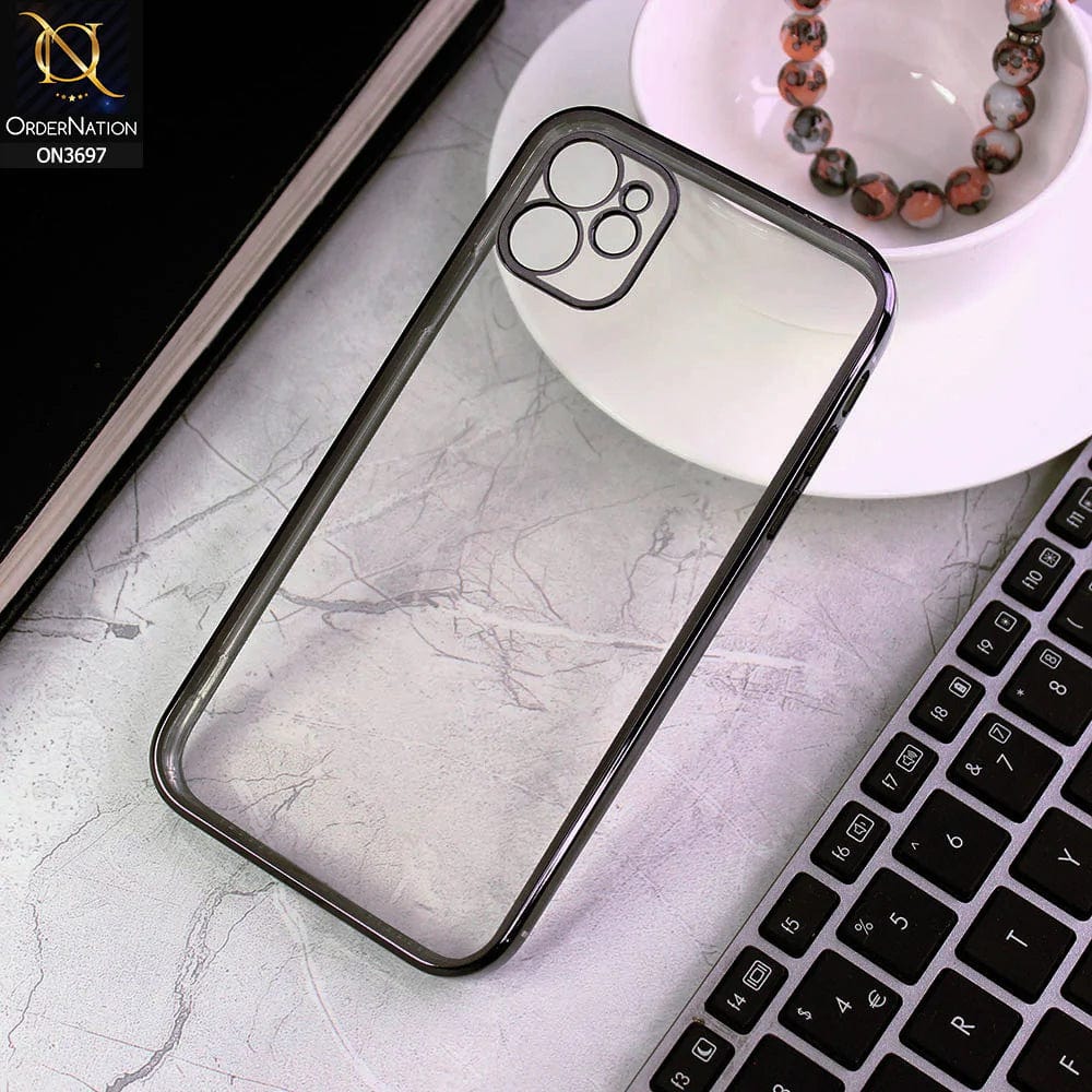 iPhone 11 Cover - Black - Luxury Look Colour Borders Semi -Transparent Soft Silicone Case With Camera Protection