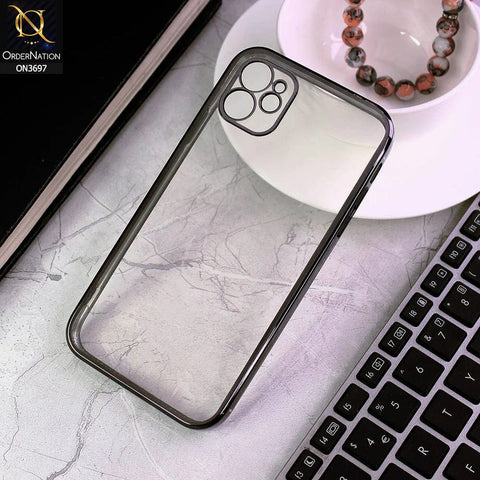 iPhone 11 Cover - Black - Luxury Look Colour Borders Semi -Transparent Soft Silicone Case With Camera Protection