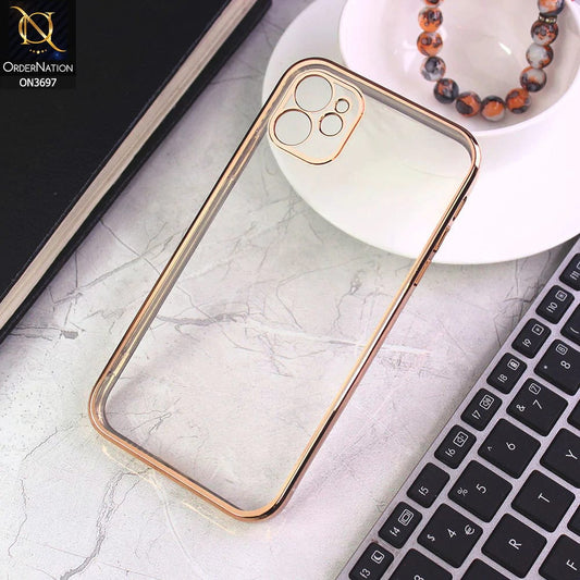 iPhone 11 Cover - Golden - Luxury Look Colour Borders Semi -Transparent Soft Silicone Case With Camera Protection