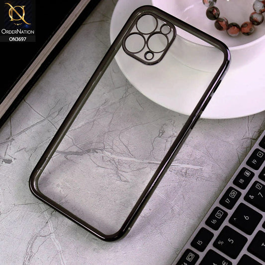 iPhone 11 Pro Cover - Black - Luxury Look Colour Borders Semi -Transparent Soft Silicone Case With Camera Protection
