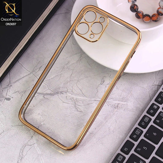 iPhone 11 Pro Cover - Golden - Luxury Look Colour Borders Semi -Transparent Soft Silicone Case With Camera Protection