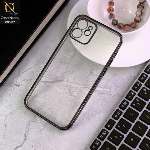 iPhone 12 Cover - Black - Luxury Look Colour Borders Semi -Transparent Soft Silicone Case With Camera Protection