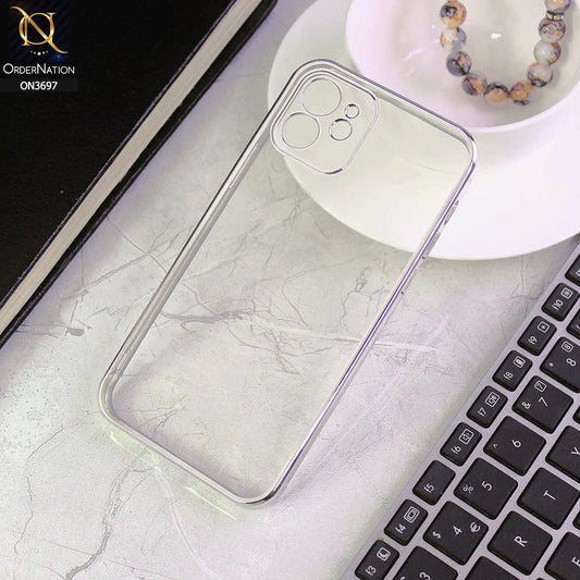 iPhone 12 Cover - Silver - Luxury Look Colour Borders Semi -Transparent Soft Silicone Case With Camera Protection