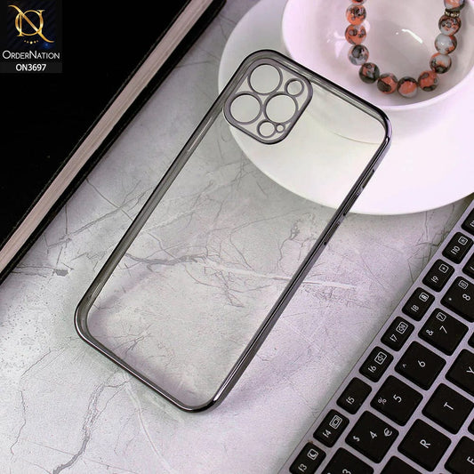 iPhone 12 Pro Cover - Black - Luxury Look Colour Borders Semi -Transparent Soft Silicone Case With Camera Protection