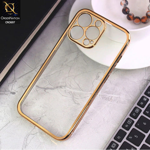 iPhone 13 Pro Cover - Golden - Luxury Look Colour Borders Semi -Transparent Soft Silicone Case With Camera Protection