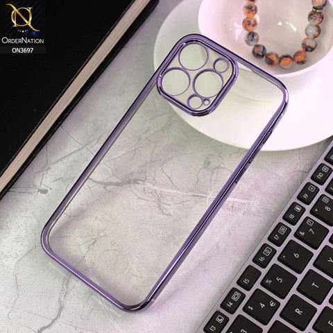 iPhone 14 Pro Max Cover - Purple - Luxury Look Colour Borders Semi -Transparent Soft Silicone Case With Camera Protection