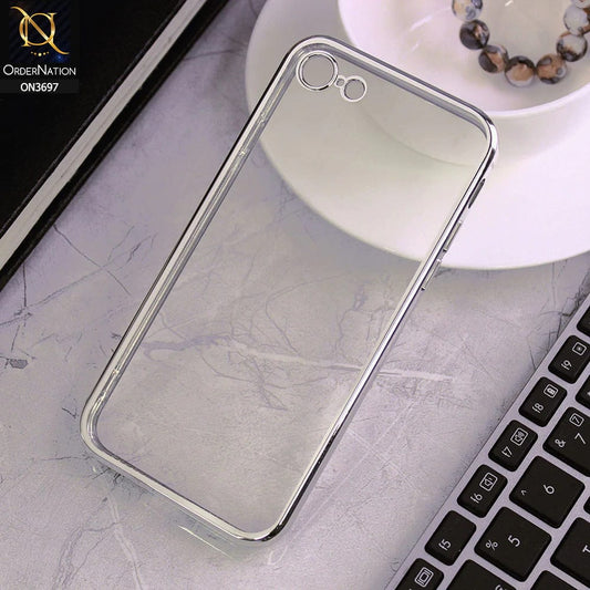 iPhone SE 2022 Cover - Silver - Luxury Look Colour Borders Semi -Transparent Soft Silicone Case With Camera Protection