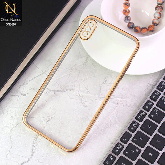 iPhone XS Max Cover - Golden - Luxury Look Colour Borders Semi -Transparent Soft Silicone Case With Camera Protection