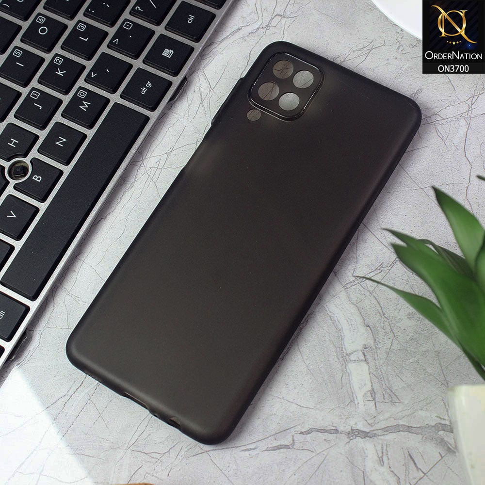 Samsung Galaxy A12 Cover - Black - New Ultra Thin Paper Shell Round Borders Soft Case