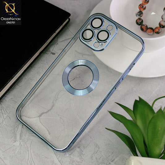 iPhone 13 Pro Max Cover - Sierra Blue - Soft Color Borders Logo Hole With Camera Protection Clear Back Case