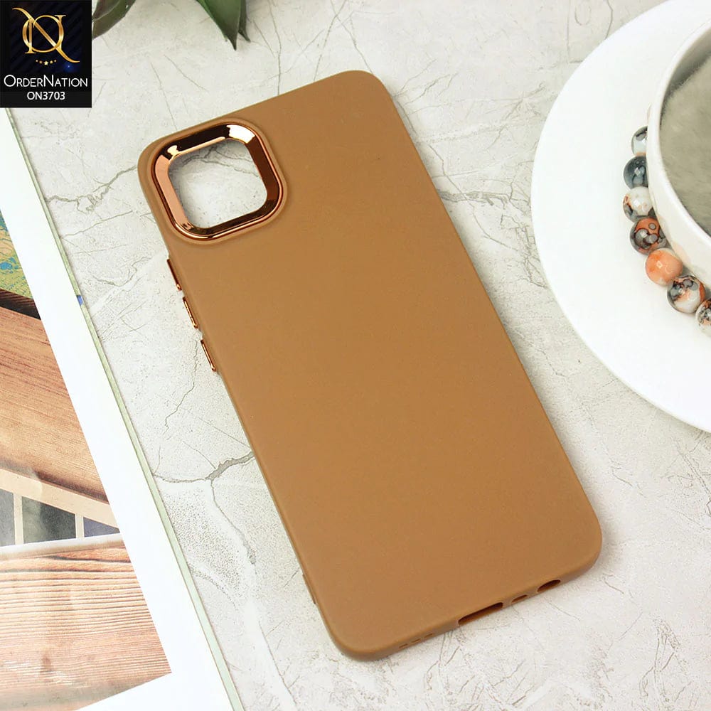 Oppo A16K Cover - Dark Brown - Electroplated Camera Border Soft Silicon Case