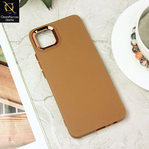 Oppo A16e Cover - Dark Brown - Electroplated Camera Border Soft Silicon Case