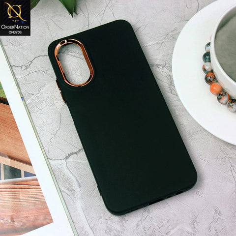 Oppo A17 Cover - Black - Electroplated Camera Border Soft Silicon Case