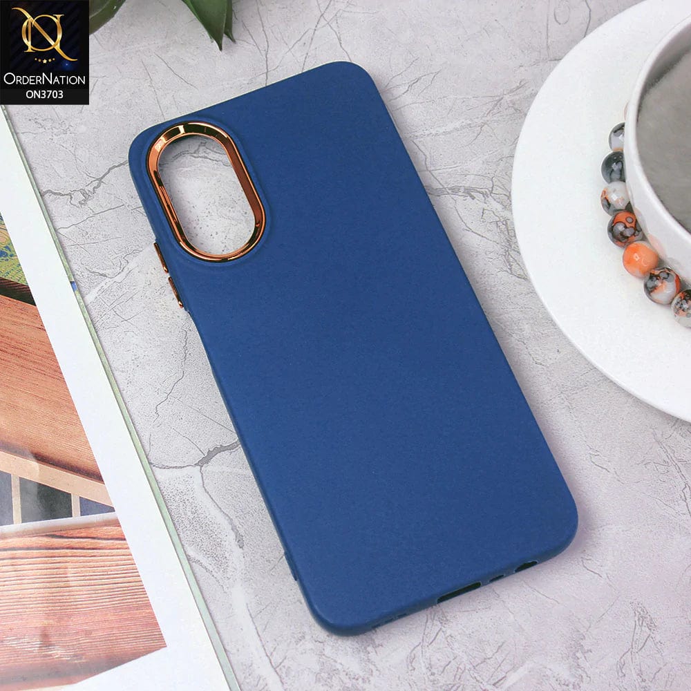 Oppo A17 Cover - Dark Blue - Electroplated Camera Border Soft Silicon Case