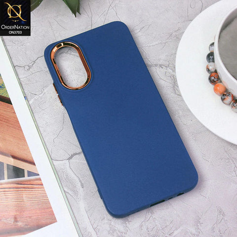 Oppo A17 Cover - Dark Blue - Electroplated Camera Border Soft Silicon Case
