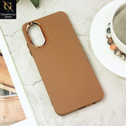 Oppo A17 Cover - Dark Brown - Electroplated Camera Border Soft Silicon Case