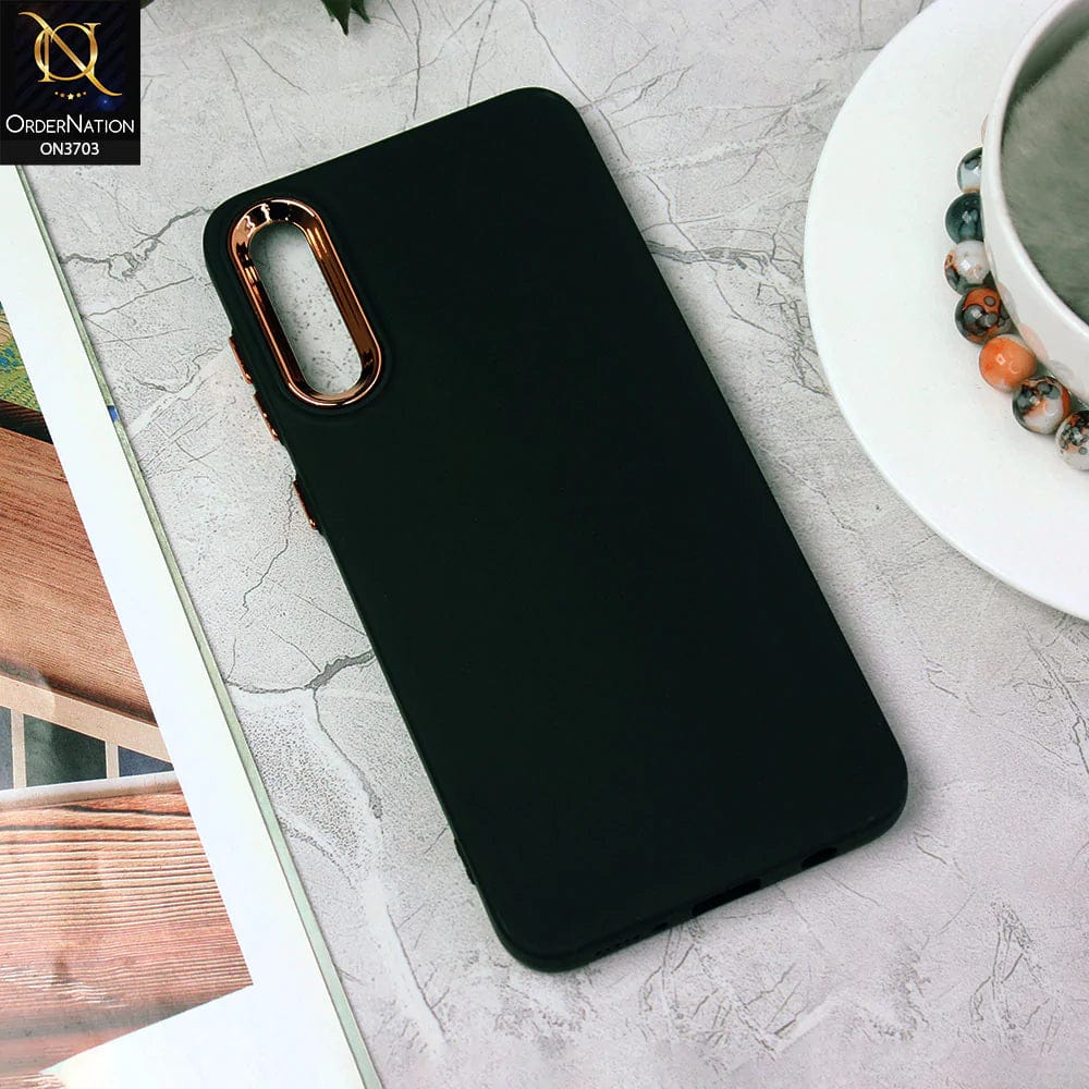Samsung Galaxy A50s Cover - Black - Electroplated Camera Border Soft Silicon Case