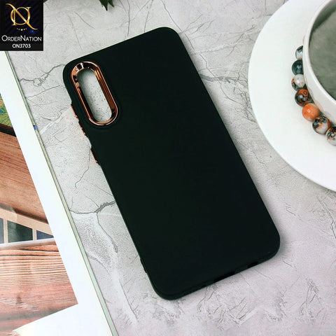 Samsung Galaxy A50s Cover - Black - Electroplated Camera Border Soft Silicon Case