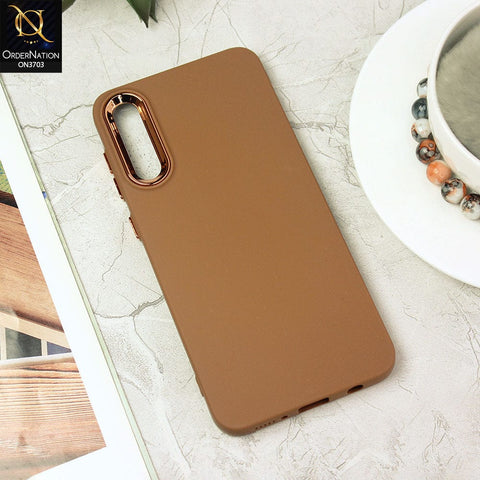 Samsung Galaxy A50 Cover - Dark Brown - Electroplated Camera Border Soft Silicon Case