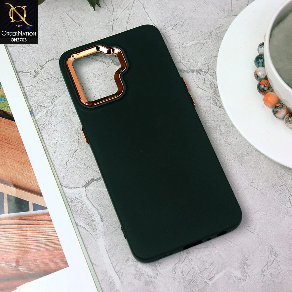 Oppo F19 Pro Cover - Black - Electroplated Camera Border Soft Silicon Case