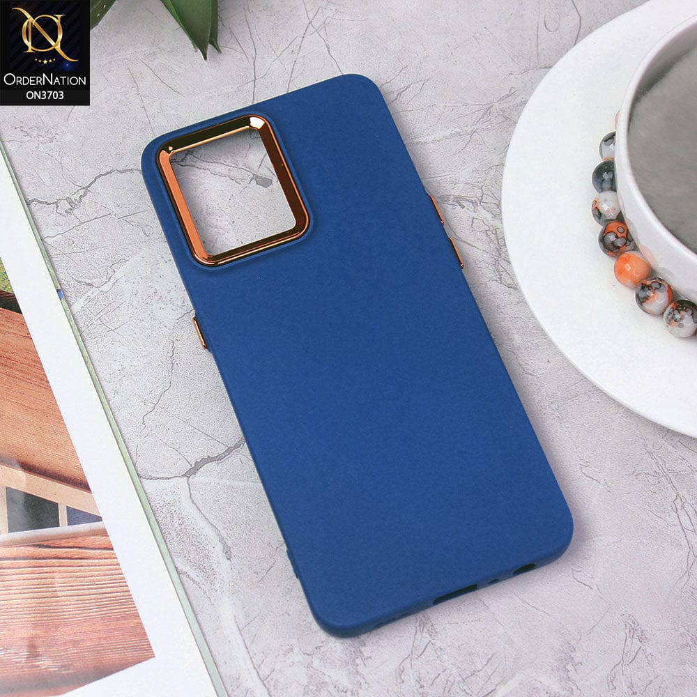 Oppo F21 Pro 4G Cover - Dark Blue - Electroplated Camera Border Soft Silicon Case
