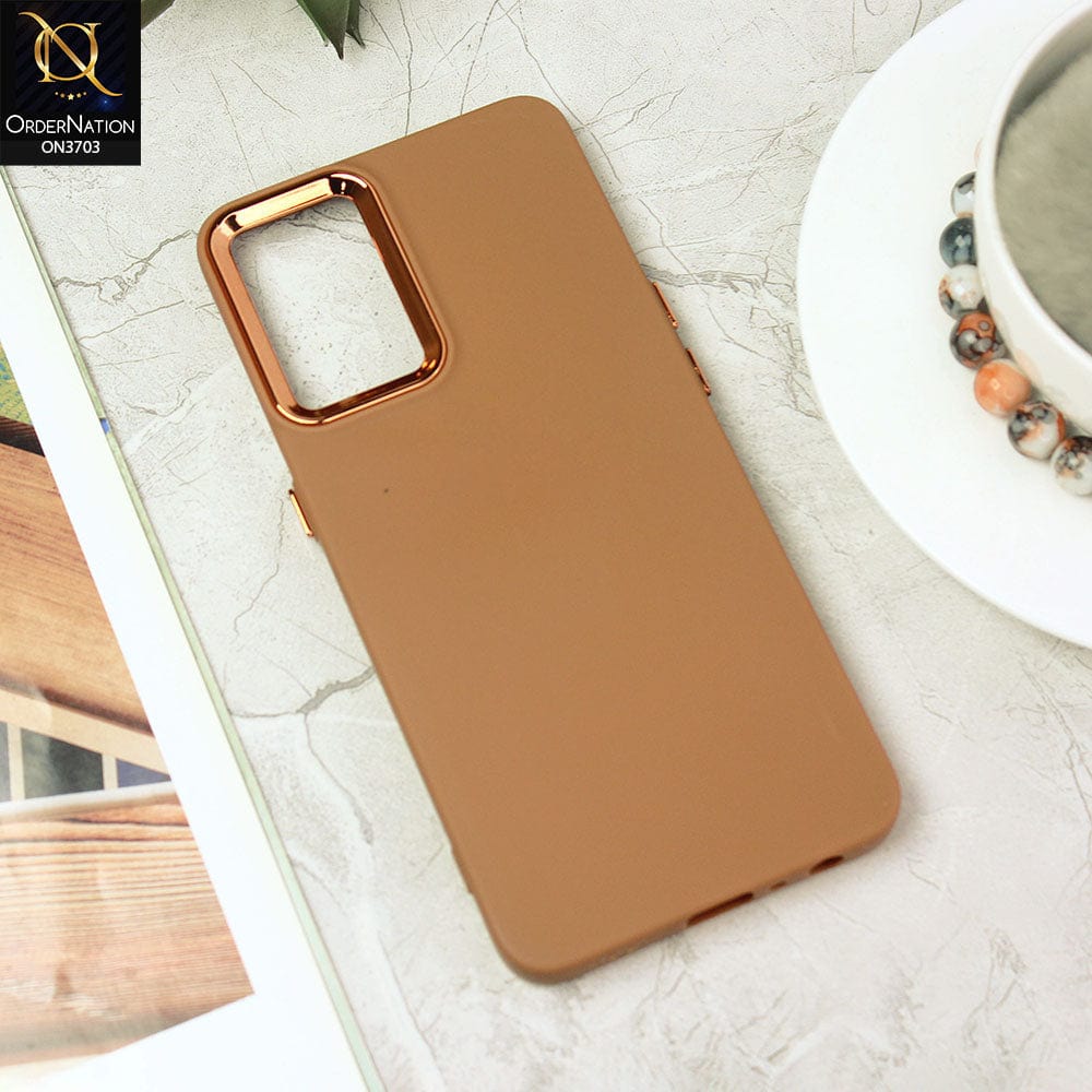 Oppo Reno 7 4G Cover - Dark Brown - Electroplated Camera Border Soft Silicon Case