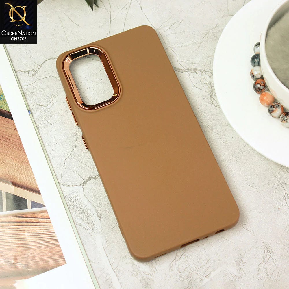 Samsung Galaxy A32 Cover - Dark Brown - Electroplated Camera Border Soft Silicon Case