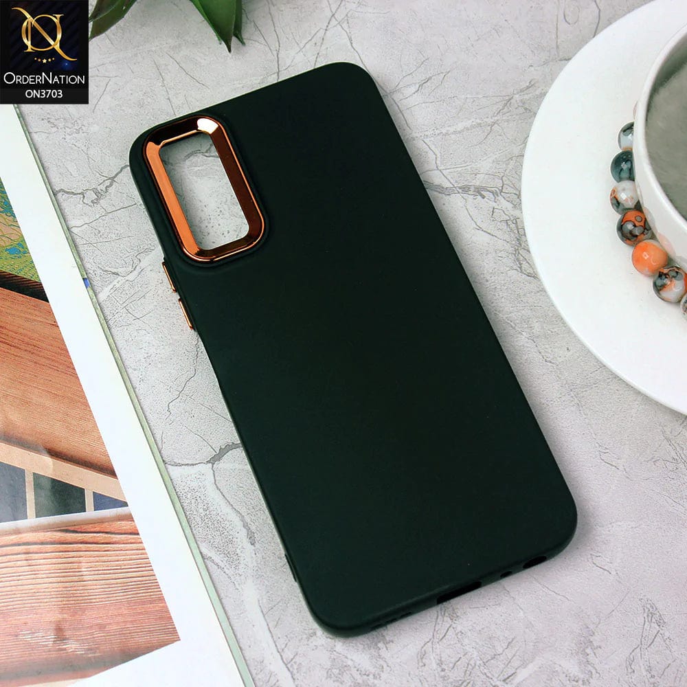 Vivo Y20T Cover - Black - Electroplated Camera Border Soft Silicon Case