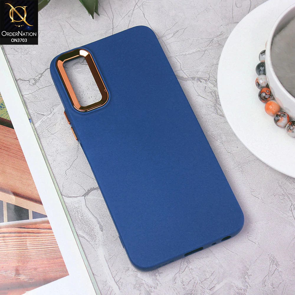 Vivo Y11s Cover - Dark Blue - Electroplated Camera Border Soft Silicon Case