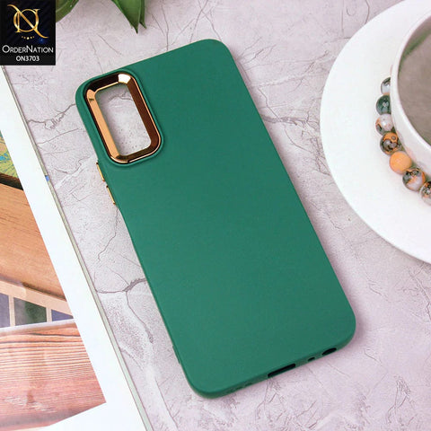 Vivo Y20 Cover - Dark Green - Electroplated Camera Border Soft Silicon Case
