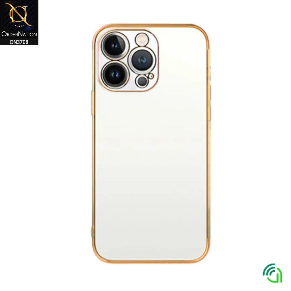 iPhone 14 Pro Max Cover - Golden - Keephone Beauty Series Transparent Soft Silicone Camera Protection Case