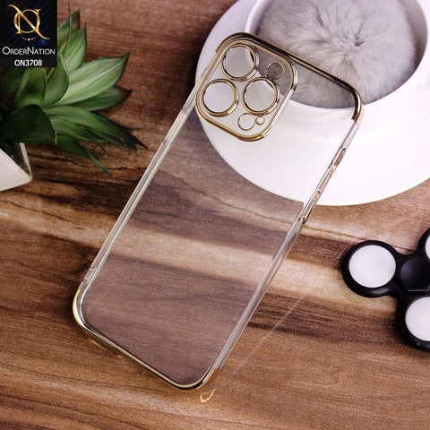 iPhone 14 Pro Max Cover - Golden - Keephone Beauty Series Transparent Soft Silicone Camera Protection Case