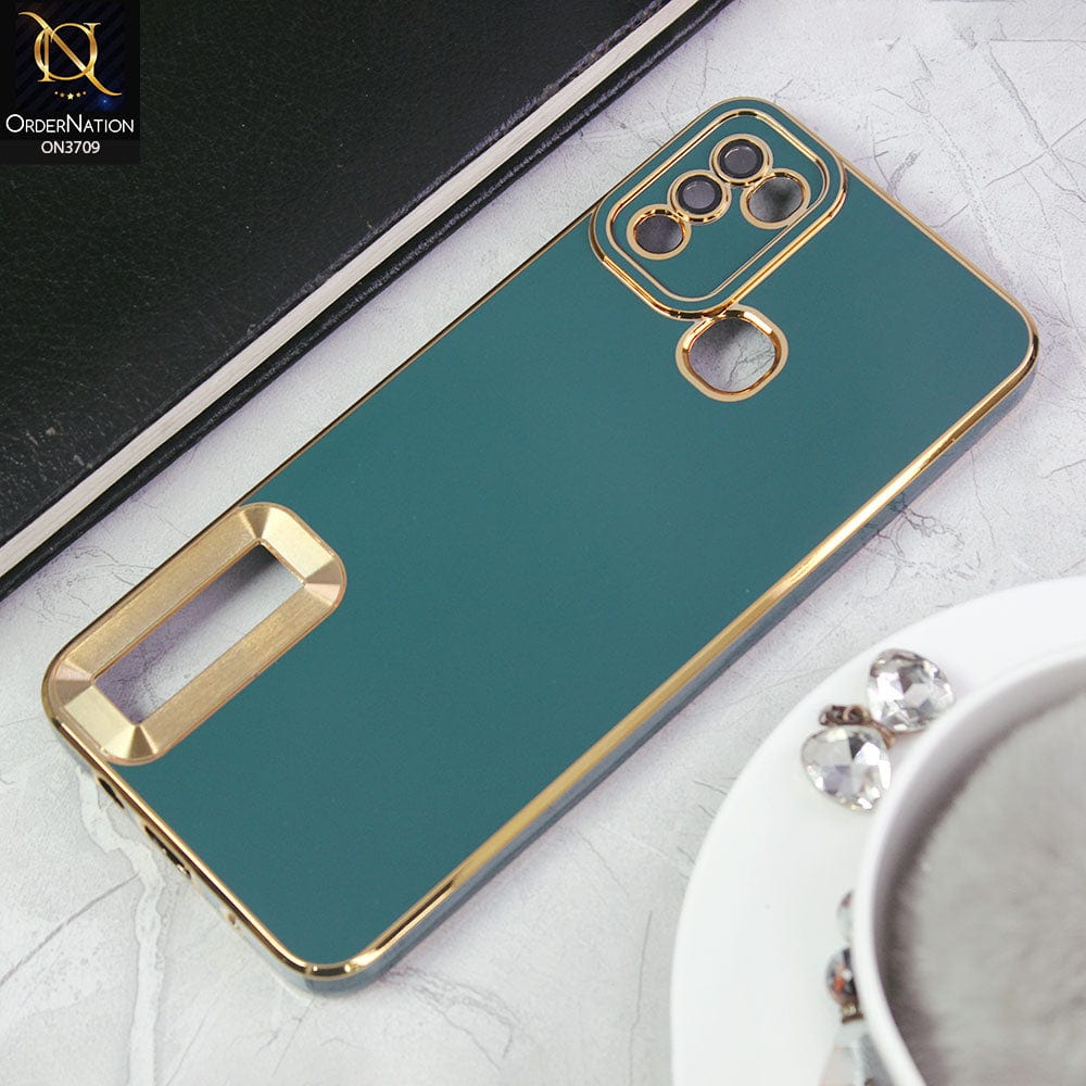 Samsung Galaxy A52 Cover -Green - All New Electroplating Borders With Logo Hole Camera Protection Soft Silicon Case