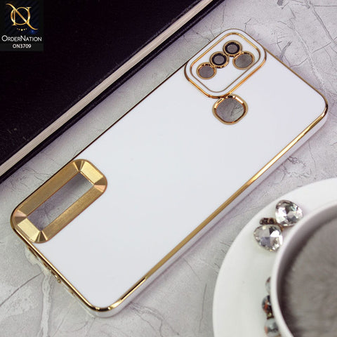 Infinix Hot 10 Play Cover -White - All New Electroplating Borders With Logo Hole Camera Protection Soft Silicon Case