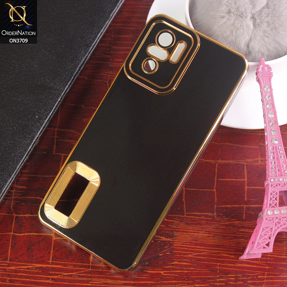 Xiaomi Redmi Note 10 4G Cover - Black - All New Electroplating Borders With Logo Hole Camera Protection Soft Silicon Case