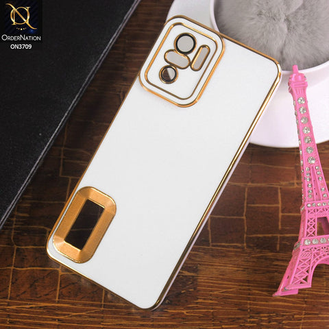 Xiaomi Redmi Note 10S Cover - White - All New Electroplating Borders With Logo Hole Camera Protection Soft Silicon Case