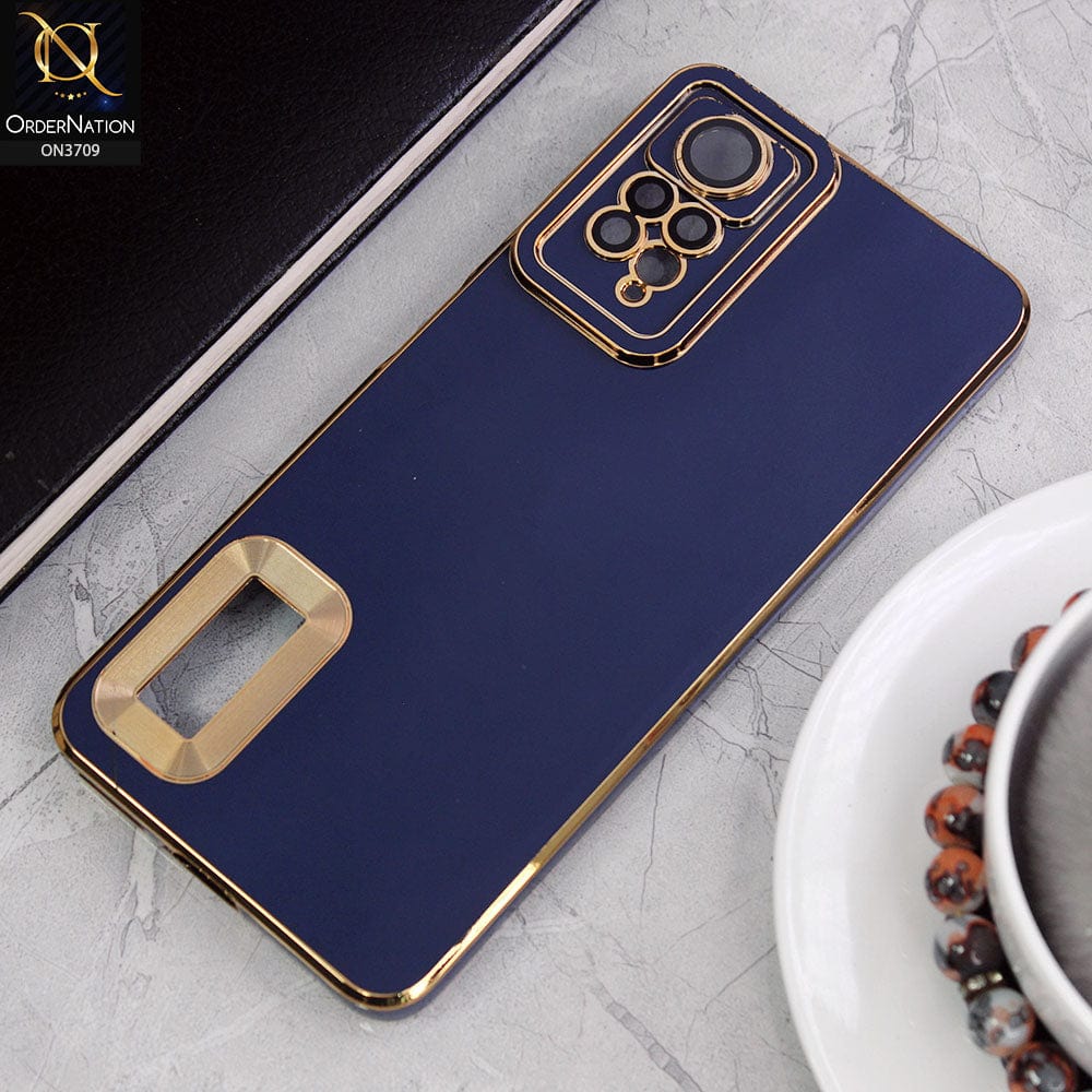 Xiaomi Redmi Note 11E Pro Cover -Blue - All New Electroplating Borders With Logo Hole Camera Protection Soft Silicon Case