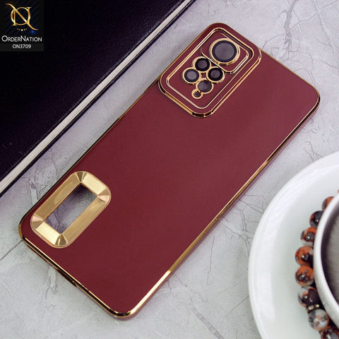 Xiaomi Redmi Note 11 Pro Cover -Maroon - All New Electroplating Borders With Logo Hole Camera Protection Soft Silicon Case