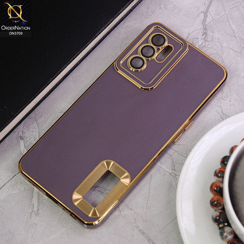 Oppo Reno 6 Cover -Purple - All New Electroplating Borders With Logo Hole Camera Protection Soft Silicon Case