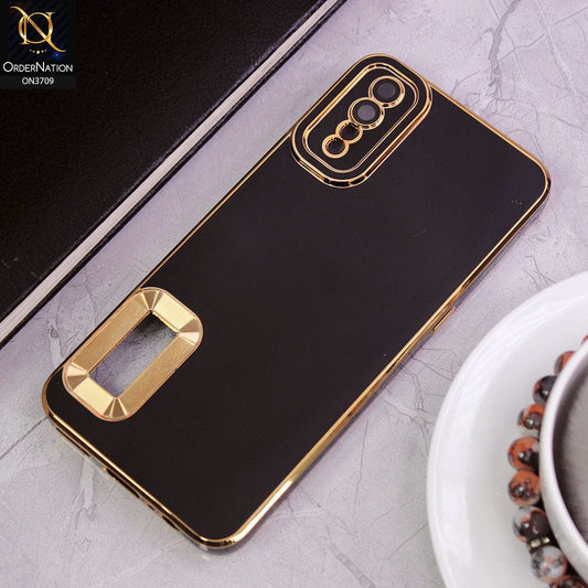 Vivo S1 Cover - Black - All New Electroplating Borders With Logo Hole Camera Protection Soft Silicon Case