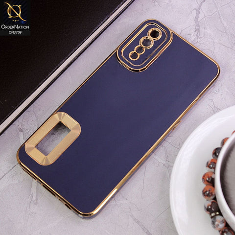 Vivo S1 Cover -Blue - All New Electroplating Borders With Logo Hole Camera Protection Soft Silicon Case
