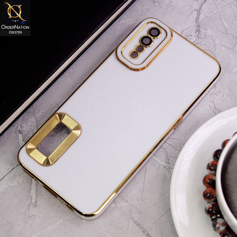 Vivo S1 Cover -White - All New Electroplating Borders With Logo Hole Camera Protection Soft Silicon Case