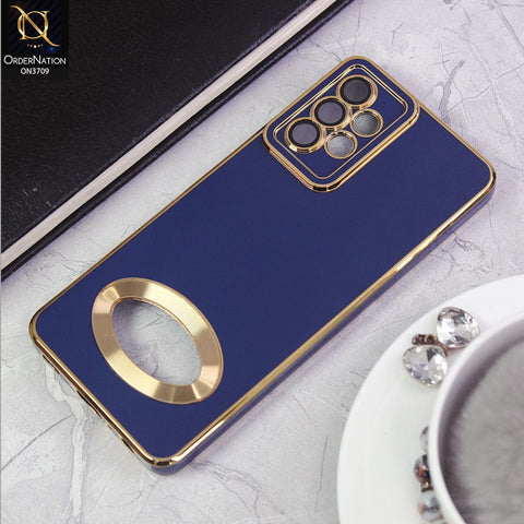 Samsung Galaxy A32 Cover -Blue - All New Electroplating Borders With Logo Hole Camera Protection Soft Silicon Case