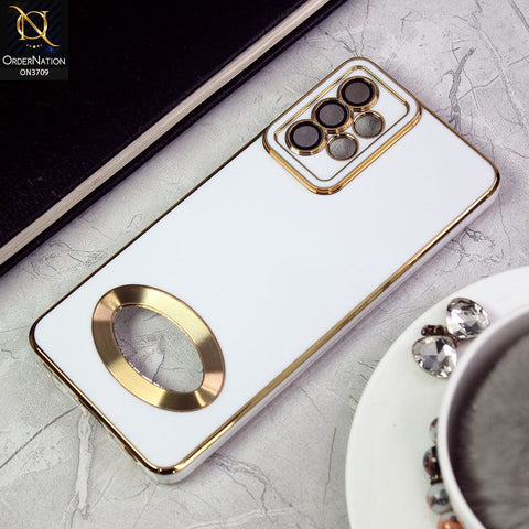 Samsung Galaxy A32 Cover -White - All New Electroplating Borders With Logo Hole Camera Protection Soft Silicon Case