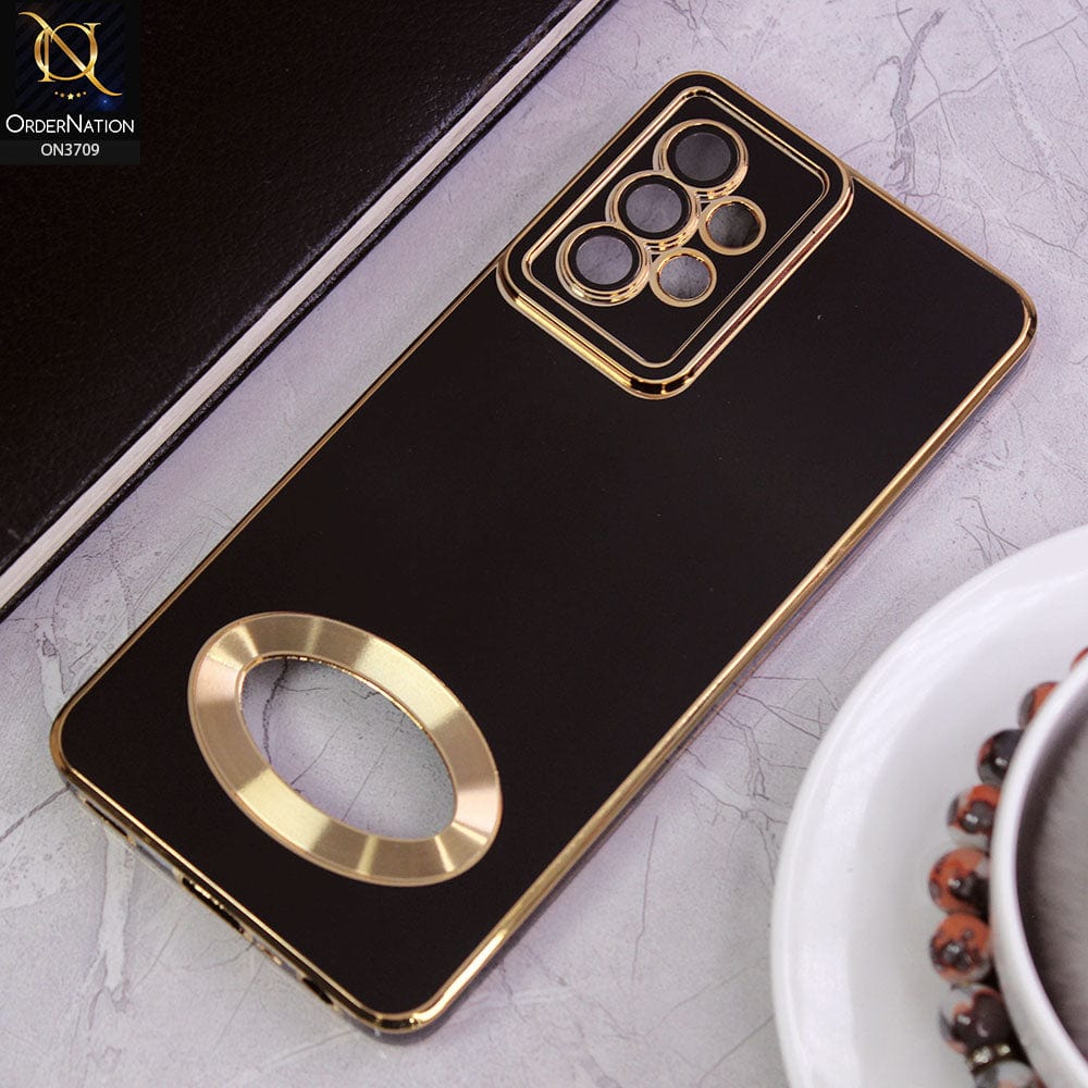 Samsung Galaxy A52 Cover -Black - All New Electroplating Borders With Logo Hole Camera Protection Soft Silicon Case