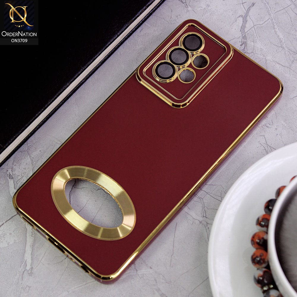 Samsung Galaxy A52 Cover -Maroon - All New Electroplating Borders With Logo Hole Camera Protection Soft Silicon Case
