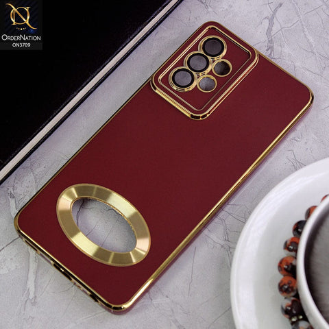 Samsung Galaxy A52 Cover -Maroon - All New Electroplating Borders With Logo Hole Camera Protection Soft Silicon Case