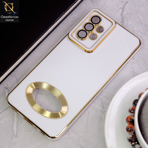 Samsung Galaxy A52 Cover -White - All New Electroplating Borders With Logo Hole Camera Protection Soft Silicon Case