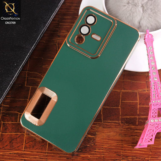 Vivo S12 Cover - Green - All New Electroplating Borders With Logo Hole Camera Protection Soft Silicon Case